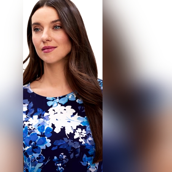 Laura Floral Print Top - Blue Pattern - Picture 3 of 4